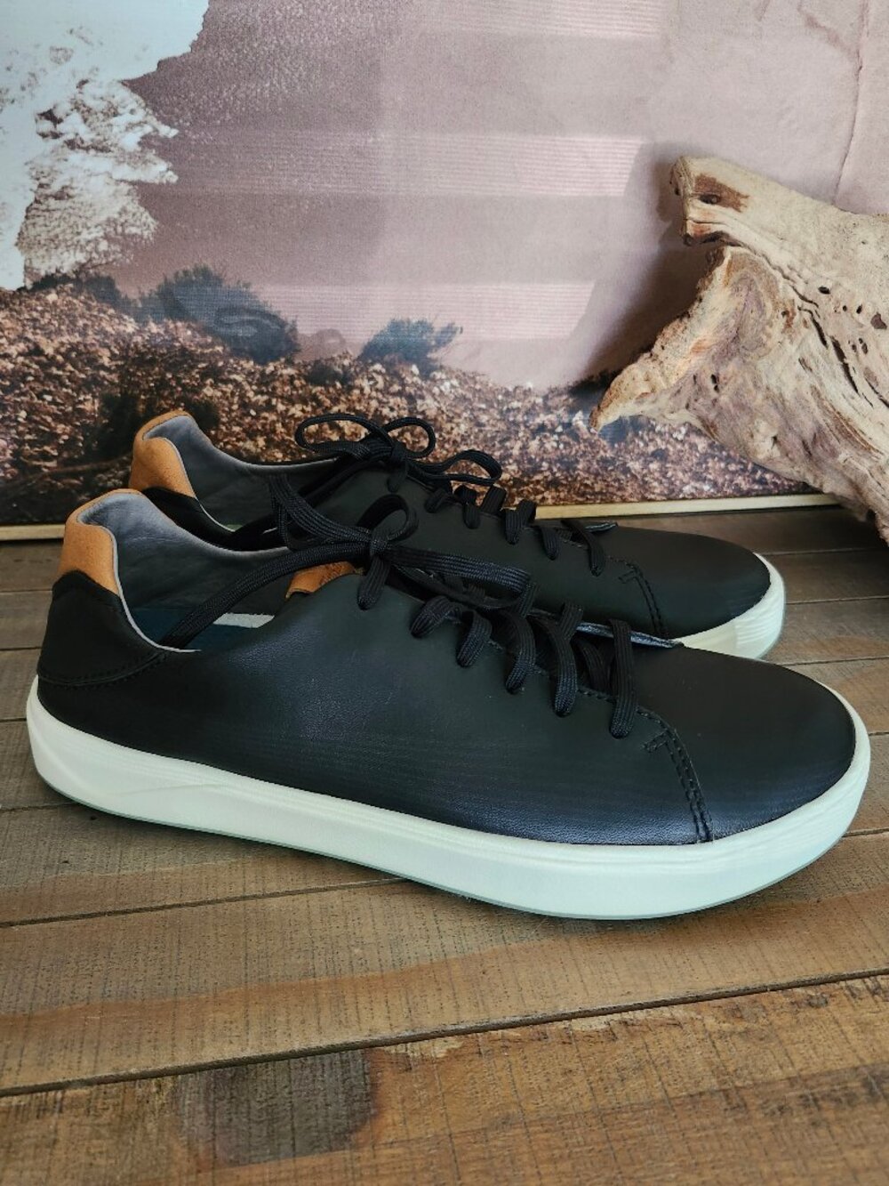 OLUKAI NEW Wai'alae Waterproof Leather Spikeless Black Golf Active Shoes 8.5
